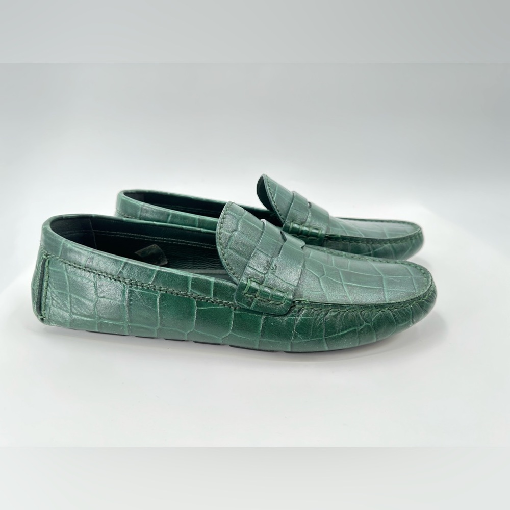 Louis Vuitton Green Leather Animal Print Drivers Size 11 USA/10 EU - Picture 3 of 16